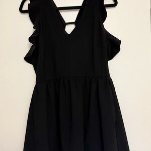 Black Sleeveless Dress with Ruffle Detail